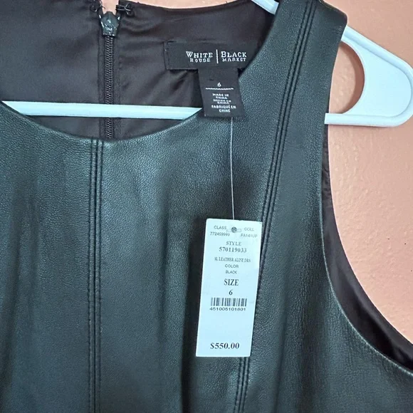 White House Black Market Black Leather Halter Sheath Mini Dress - Picture 2 of 3